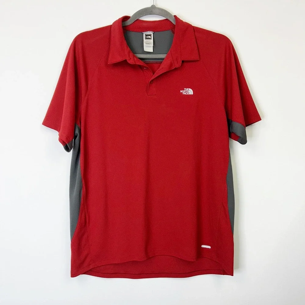 North Face Red Vapor Wick Performance Polo Shirt Men's XXL Collared Short Sleeve